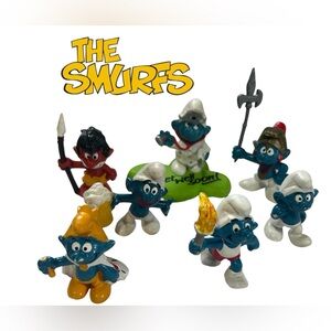 1970S SMURF FIGURINE BUNDLE VINTAGE SCHLEICH PVC TOYS